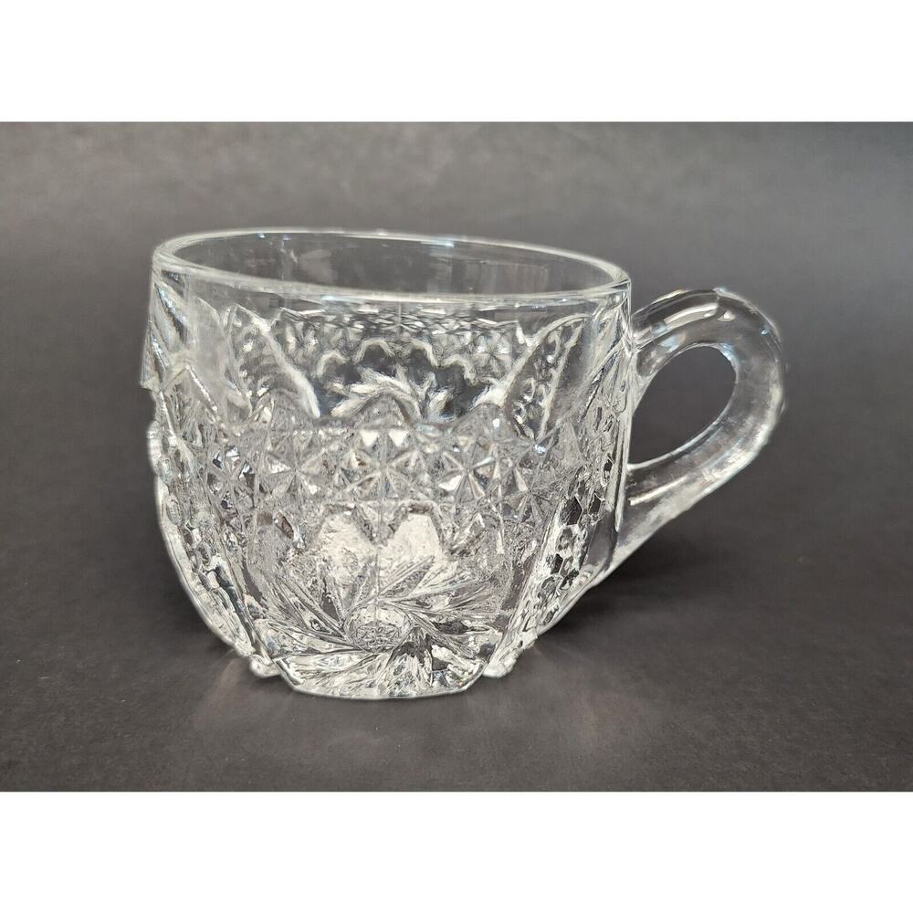 Vintage Fenton Punch cup coin dot Clear Glass Set Of 7 Rare No Chips Or Cracks